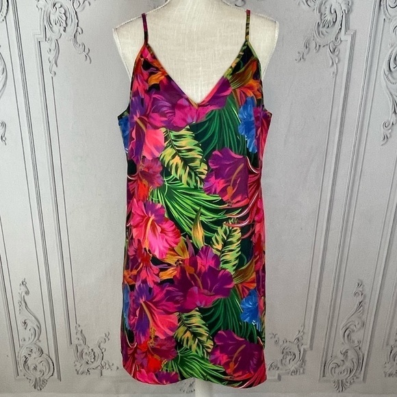 Tropical Print V- Neck Midi Cami Sundress - Picture 4 of 7